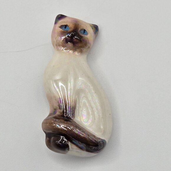 VTG AVON Brooch 3PC Set Porcelain Simease Cat Butterfly Birds Cottage MCM Whimsy - Picture 4 of 16